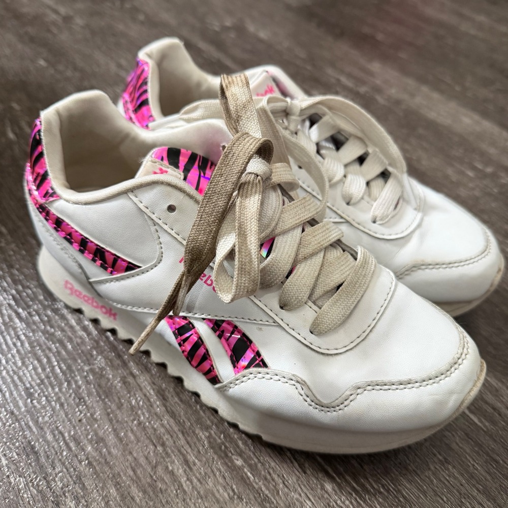 Reebok Royal Classic Jogger 3.0 Platform Kids White Pink‎ Zebra H06232 Size 3Y
